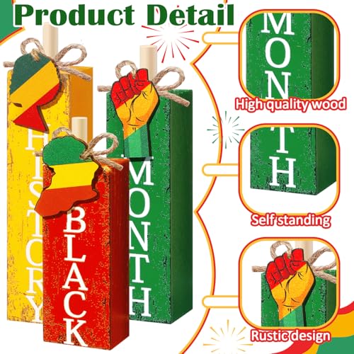 MiniInflat Black History 3 Pcs Table Decor, Wooden Block Sign Tiered Tray - style: Black History Month