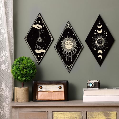 Sintuff 6 Pieces Halloween Mushroom Wall Decor Gothic Witchy Boho Wall Art - style: Boho