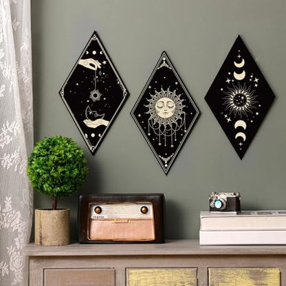 Sintuff 6 Pieces Halloween Mushroom Wall Decor Gothic Witchy Boho Wall Art - style: Boho