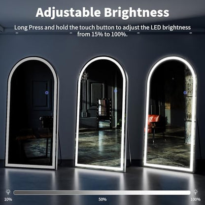VooBang 71"x32" Large LED Arched Mirror Full Length with Dimmable Lights - color: White, size: 71"L x 32"W