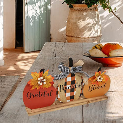 esur Fall Decorations for Home, Rustic Fall Tabletop Counter Decor, Thanksgiving Decor Gifts - Thankful Grateful Blessed