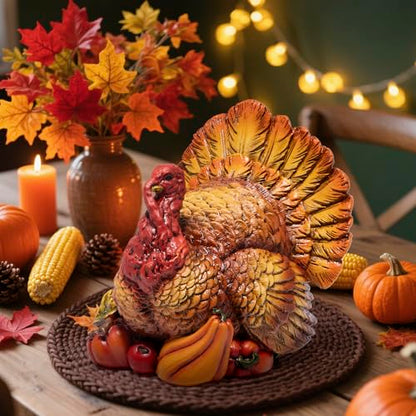 Hodao Thanksgiving Turkey Figurine, Resin Fall Tabletop Decor for Home