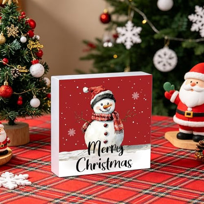 Christmas Decorations Indoor Christmas Decor Wooden Sign 5.9 x 5.9 Inch