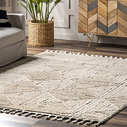 nuLOOM Kerry Beige Geometric Power Loomed Area Rug, 9' x 12' - color: Kerry Beige, size: 9' x 12' (Rectangular)