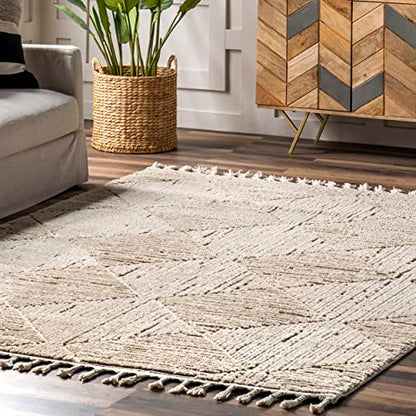 nuLOOM Kerry Beige Geometric Power Loomed Area Rug, 9' x 12' - color: Kerry Beige, size: 9' x 12' (Rectangular)