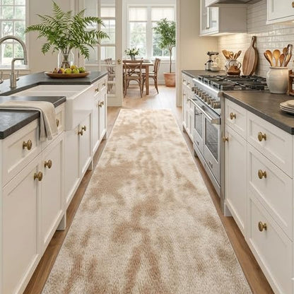 2x10 Tie-dye Beige Runner Rug Washable Non-Slip for Kitchen Hallway - color: 01 Tie-dye Beige, size: 2' x 10' (Runner)