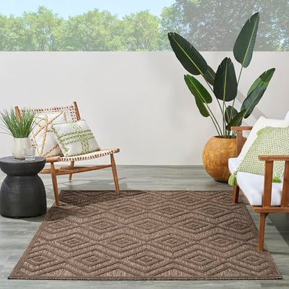 Nourison Home Versatile Brown 6' x 9' Area Rug - Easy Clean, Non Shedding, Bed Room, Living Room, Dining Room, Kitchen (6' x 9') - color: Brown, size: 6' x 9' (Rectangular)