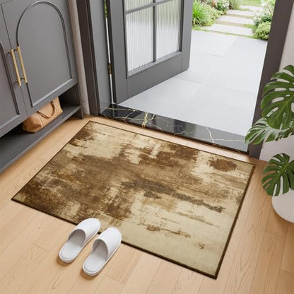 Merelax 2x3 Entryway Door Mat—Washable, Non-Slip, Brown, Low Pile Rug - color: Brown, size: 2' x 3'(24''x36'')