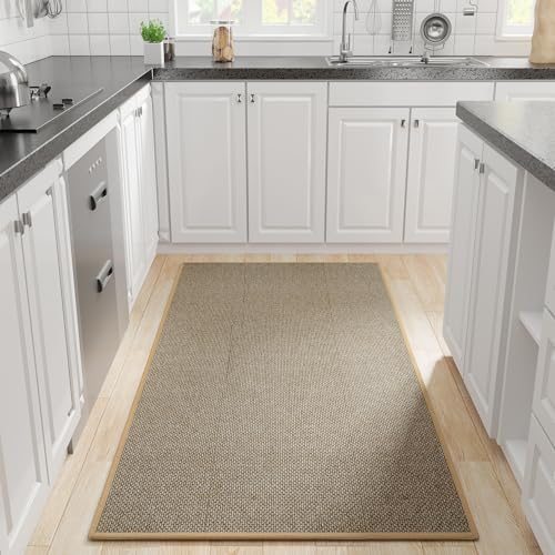 Hargiis Kitchen Rug, Rubber Non Slip Kitchen Rugs Washable, Absorbent Runner Mat for Floor, Machine Washable Standing Mats for in Front of Sink, Door, Laundry, Entryway, Hallway (Brown, 71" × 35.5") - color: Brown, size: 71" x 35.5"