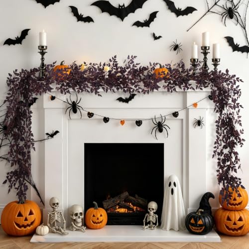 2 Pack 9 Ft Fall Garlands, Plum Cimicifuga Seeded Halloween Decor - size: 9 Ft