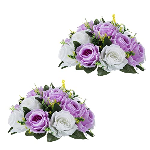 Flower Centerpieces for Wedding Tables: Lilac & White, 2 Packs - color: Lilac & White