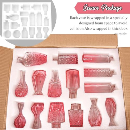 Set of 36 Glass Bud Vases Small Flower Vases for Centerpieces(Pink) - color: Pink