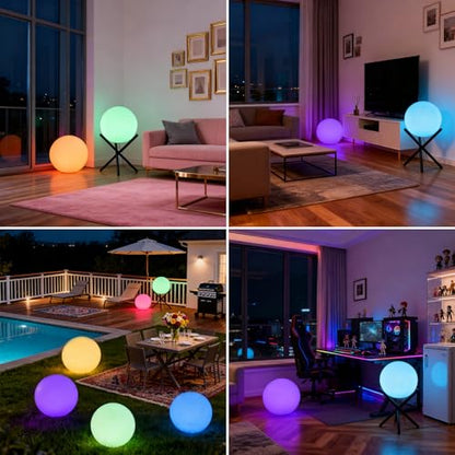 Lightdot 12-Inch Outdoor Globe Lights, RGB+CW Globe Floor Lamp with Remote - color: 15.7''RGBCW
