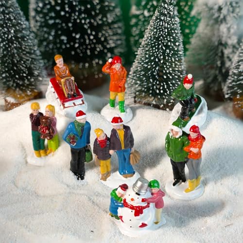 Rileryan 8 PCS Miniature Christmas Village People Figurines - style: A