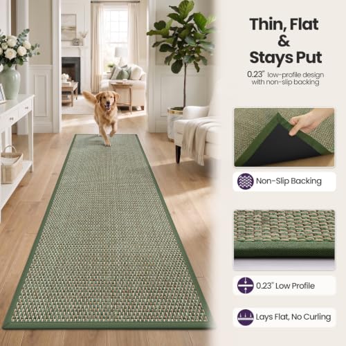 DEXI Ultra Thin Hallway Runner Rug 24x72, Non Slip Entryway Rugs,Green - color: Green, size: 24" X 72" (Runner)