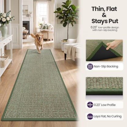 DEXI Ultra Thin Hallway Runner Rug 24x72, Non Slip Entryway Rugs,Green - color: Green, size: 24" X 72" (Runner)