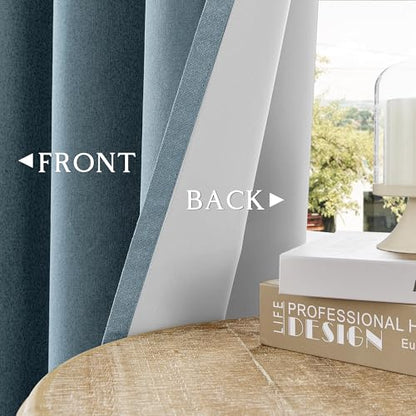 ChrisDowa Stone Blue Blackout Curtains 45 Inches Long 2 Panels for Bedroom - color: Stone Blue, size: 52"W x 45"L (Pack of 2)