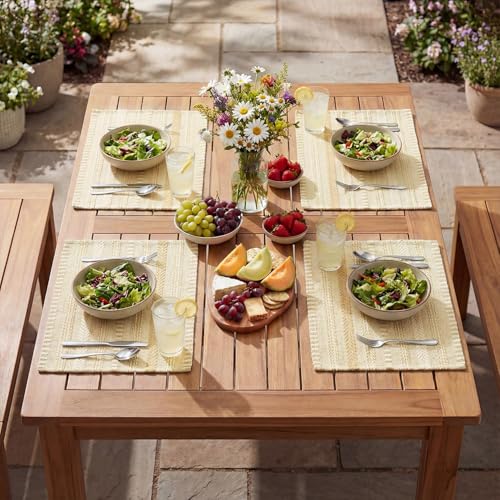 Artoid Mode Burlap Brown Woven Braided Stripe Placemats Set of 6-12x18 Inch - color: Burlap Brown, size: 12" x 18", 6 Pcs