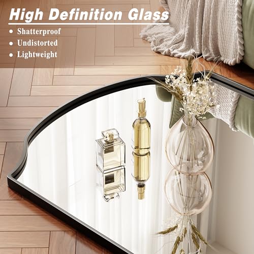 VooBang Wave Curved Top Arched Mirror Full Length, 71"x32" Large Mirror - size: 71"L x 32"W