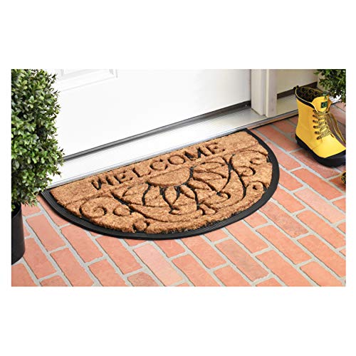 Calloway Mills 10009 Welcome Scroll Coir and Rubber Heavy-Duty 18" X 30" Doormat - color: Welcome Scroll