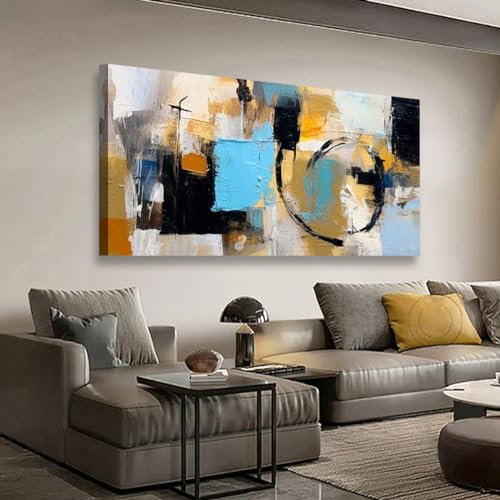 Blue Abstract Wall Art Bedroom Wall Decor Living Room,Black Canvas Wall Art Office Farmhouse Paintings Artwork Modern Black Yellow Brown Boho Wall Art Prints Pictures 20 * 40inch - color: Blue Yellow Abstract, size: 40"L x 20"W