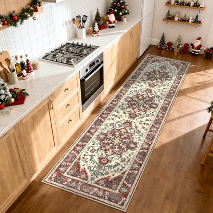 U'Artlines 2' x 8' Christmas Hallway Runner Rug, Non Slip Accent Rug, Red - color: Christmas Red, size: 2' x 8' (Runner)