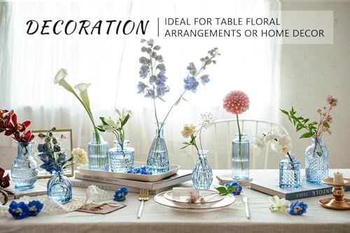 SUPMIND 16P Blue Glass Bud Vases, Small Flower Vases for Table Centerpieces - color: Blue