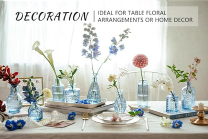 SUPMIND 16P Blue Glass Bud Vases, Small Flower Vases for Table Centerpieces - color: Blue