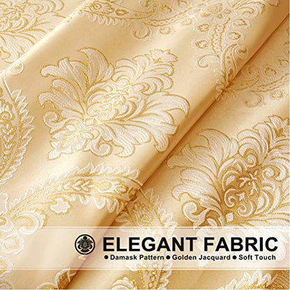 ELKCA Golden Jacquard Swag Waterfall Valance Luxury Curtain Valance for Living Room (Damask-Golden, W59 Inch, 1 Panel) - color: Valance,damask-golden, size: 59"W x 43"L (Pack of 1)