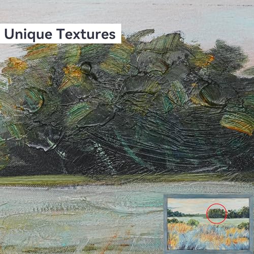 summer melody Abstract Landscape Natural Wood Framed Wall Art 36x24 Inch - color: Teal, size: 36"L x 24"W
