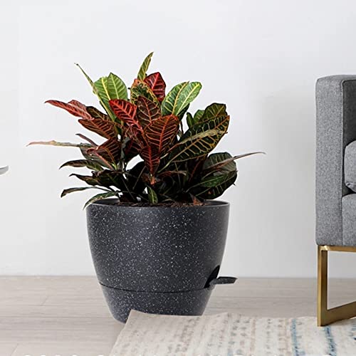 UOUZ Large Self Watering Pots, 12/10/9 Plastic Planters with High Drainage Holes and Deep Reservoir for Indoor Outdoor Garden Plants and Flowers, Black Speckles - color: Black Speckles