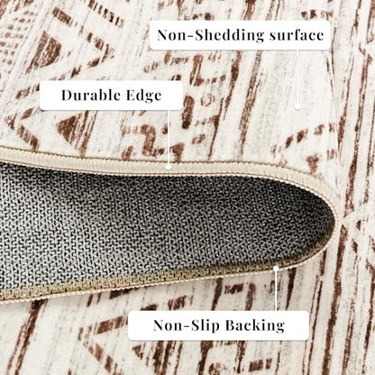 2x4 Runner Rug Washable Moroccan: Non Slip Entryway Throw Rugs Beige - color: Beige, size: 2' x 4'