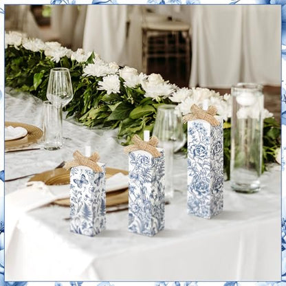 MiniInflat Chinoiserie 3 Pcs Table Decor, Wooden Block Sign Tiered Tray - style: Chinoiserie