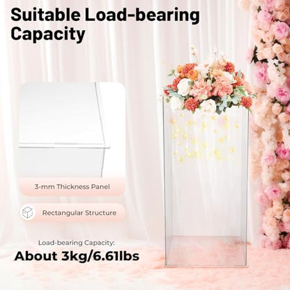 Acrylic Pedestal Stand 12*12*24in Acrylic Boxes for Display Doll Display Case Clear Pedestal Stand for Flowers, Clear Glass Pedestal Stands, Plexiglass Box, Sculpture Stands