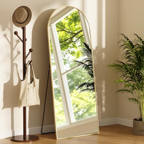 71" x 28"Large Arched Floor Mirror with Stand(Gold) - color: Golden, size: 71"L x 28"W