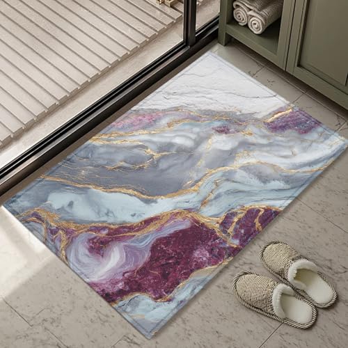 Pink Gold Marble Bath Mat Rug, Door Mat Doormat Entrance Non-Slip Bathroom Rugs for Entryway Bathroom Kitchen 17 x 30 Inch - color: Pink Gold Marble