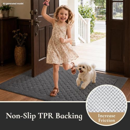 Dirt Trapper Door Mat 24"x 36", Non-Slip Entryway Rugs, Dark Grey - color: Dark Gray, size: 24" x 36"