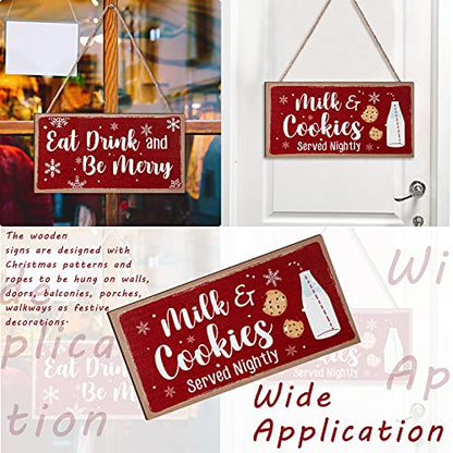 Blulu 2 Pcs Christmas Wooden Signs, Farmhouse Kitchen and Coffee Bar Decor