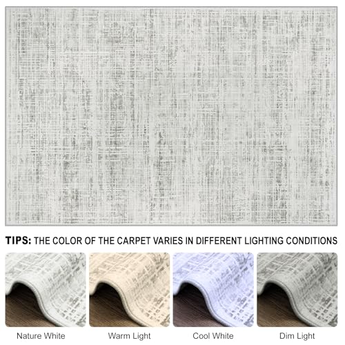 8x10 Washable Area Rug for Living Room Bedroom: Non-Slip Modern White Gray - color: White Gray, size: 8' x 10' (Rectangular)