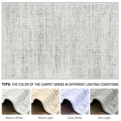 5x7 Washable Area Rug for Living Room Bedroom: Non-Slip Modern White Gray - color: White Gray, size: 5' x 7' (Rectangular)