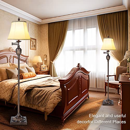 Traditional Floor Lamp with 350° Swing Arm,3 Color Temperatures,Dark Brown - color: Brown