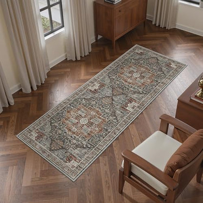 Roxstand 2x6 Washable Runner Rug, Non Slip Hallway Rugs Grey/Brown/Tan - color: Grey/Brown/Tan, size: 2'x6'(Runner)