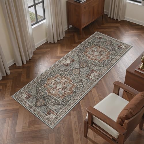 Roxstand Washable Runner Rug 2x5, Non Slip Small Rugs Grey/Brown/Tan - color: Grey/Brown/Tan, size: 2' x 5' (Rectangular)