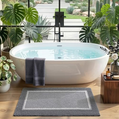 DEXI Bathroom Rugs 24x16, Soft Absorbent Bath Mat, Light Grey - color: Light Grey, size: 24" X 16" (Rectangular)