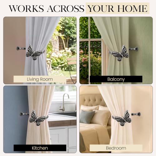 RTZEN Metal Curtain Tiebacks, Drapery Holders for Wall, 2 Pcs - size: Medium, style: Butterfly - BZ