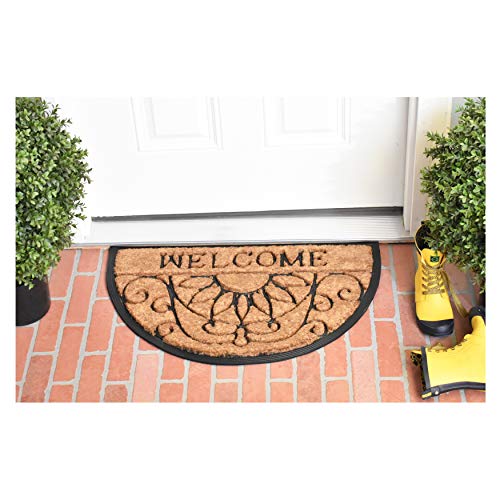 Calloway Mills 10009 Welcome Scroll Coir and Rubber Heavy-Duty 18" X 30" Doormat - color: Welcome Scroll