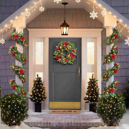 WANNA-CUL Pre-Lit 6ft Red Gold Christmas Garland with 30 LED Timer Lights - color: 03-red Gold