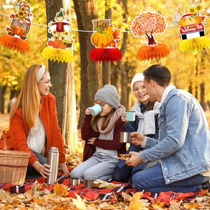 10Pcs Fall Table Decorations, Thanksgiving Honeycomb Centerpieces - style: Fall Party Style