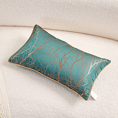 Avigers Lumbar Pillow Cover 12 x 20 Inch, Teal Green, Rayon Blend, Hidden Zipper - color: Teal, Green, size: 20" x 12" (Pack of 1)