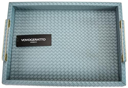 Decorative Serving Tray, Blue, 16"x12" Large Rectangular - color: Mist Blue